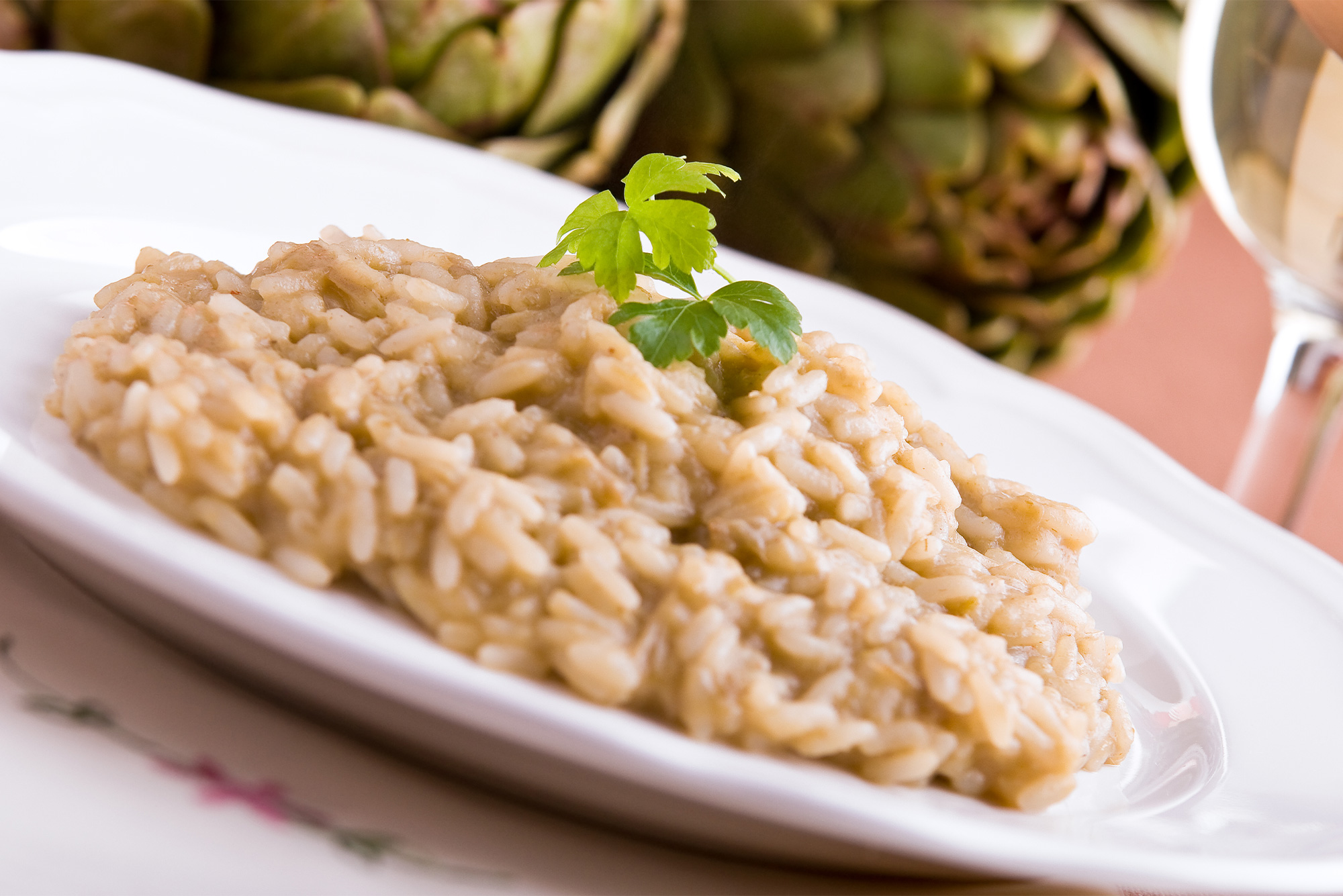 Risotto con carciofini sottolio e prosciutto cotto